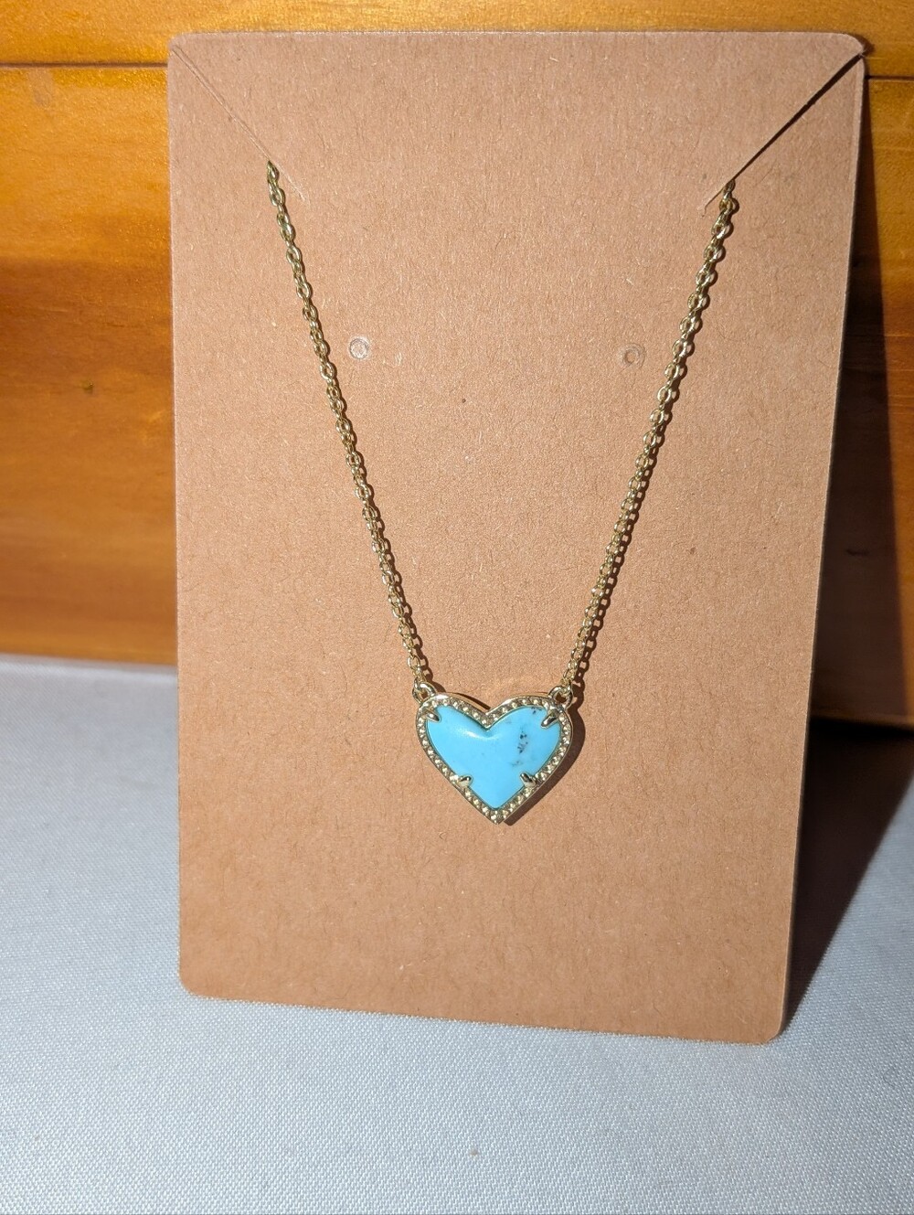 Kendra Scott Gold Chain Heart Necklace with Turquoise Stone